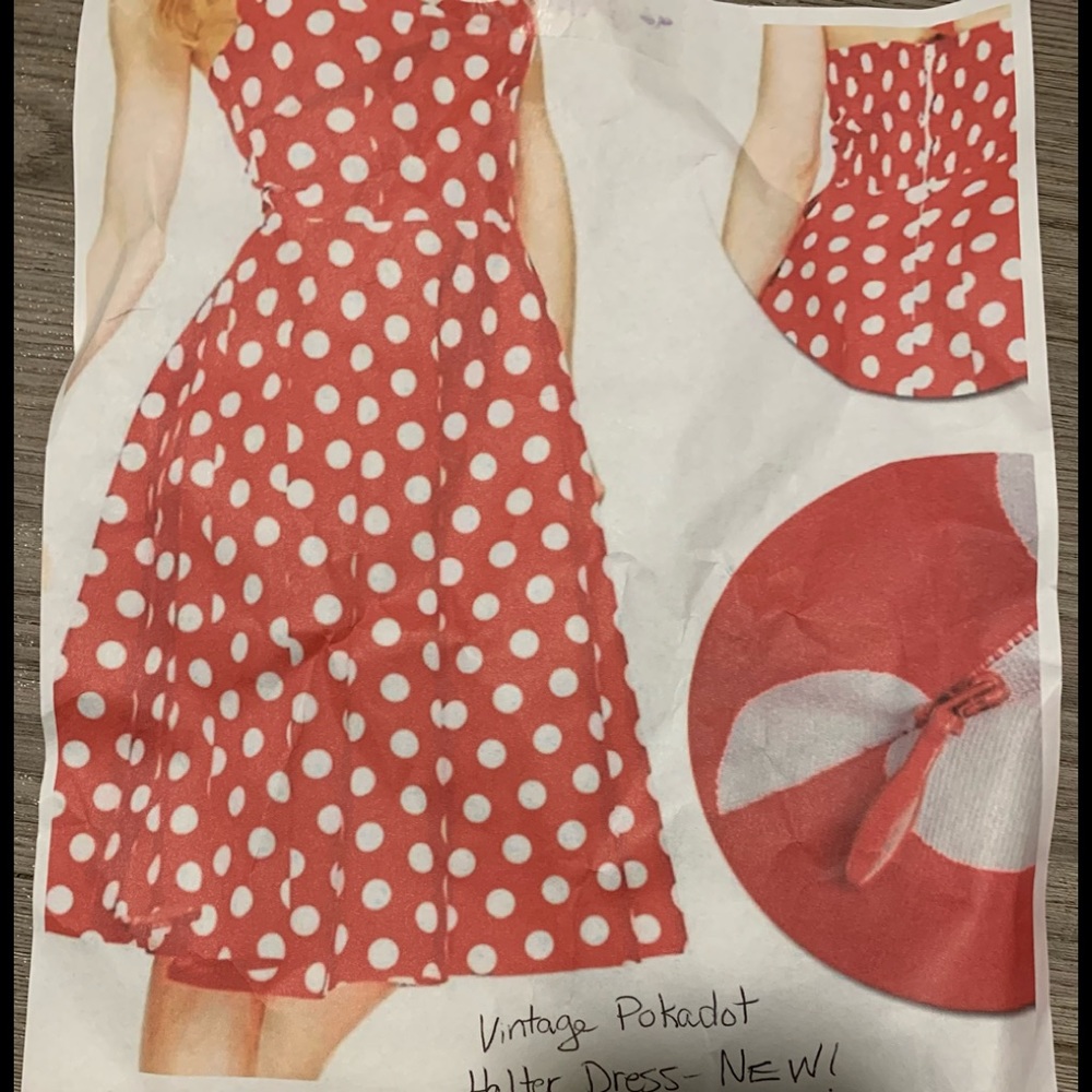 2/$50❤️  New Retro Red+White Pokadot Halter Dress